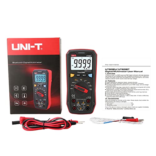UNI-T Multimeter Tester True RMS UT60BT Temperature Measurement,NCV,Duty Cycle,Diode Test,Digital Voltmeter & Ohm Meter,Smart Multimeter 1000V for Electrical Troubleshooting - size: UT60BT