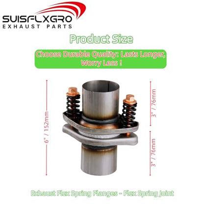 Exhaust Flex Spring Flanges 100% 409L Stainless, Spring Joint For Aftermarket (3.0"X6") - size: 3.0"X6"