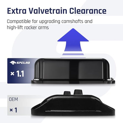 SPELAB Valve Cover Compatible with Hemi Gen III 5.7/6.1/6.4 Engine 2003-2020 Cast Aluminum Black - color: Black