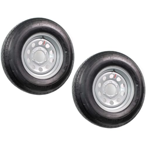 eCustomrim 2 Pack Radial Trailer Tire Rim Assembly ST225/75R15 6 Lug Silver