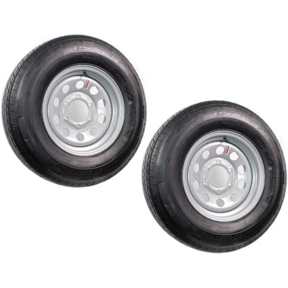 eCustomrim 2 Pack Radial Trailer Tire Rim Assembly ST225/75R15 6 Lug Silver