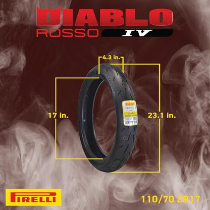 Pirelli Diablo Rosso IV Front & Rear Tire Set 110/70 ZR 17 & 180/55 ZR 17 - size: 110/70 ZR 17 54W; 180/55 ZR 17