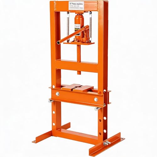 6-Ton Hydraulic h-Frame Shop Press with Adjustable Worktable & Press Plates | Heavy-Duty Press for Bending Straightening Bearing Installation | Ideal for Auto Repair Garages & Workshops,Orange. - color: Orange-6T