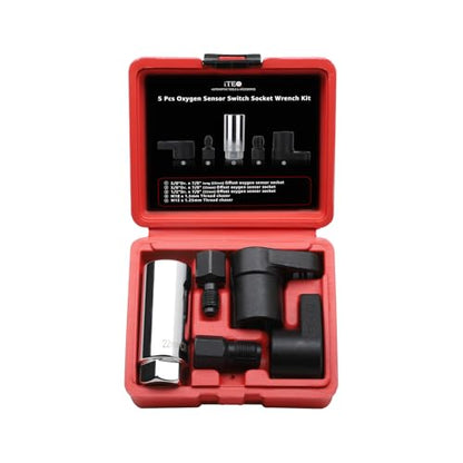 5 Pcs Automotive Oxygen Sensor Socket Wrench Remover tool and Thread Chaser Set