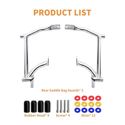 Saddlebag Guard Crash Bar Tip Over Saddle Bag Crash Bar Fit for Harley Street Glide FLHX Road Glide FLTRX Road King FLHR Electra Glide Ultra Limited CVO 09-25 Decorative Spacers Coloured - style: Saddlebag Guards with Decorative Spacers Coloured