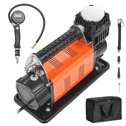 VEVOR 12V Heavy Duty Air Compressor - with Digital Pressure Gauge Tire Inflator Kit, 7.06 CFM Portable Tire Inflator, 150PSI Offroad Air Pump with Adapters for Trucks Car SUV 4 x 4 Vehicle RV - style: 7.06CFM with Digital