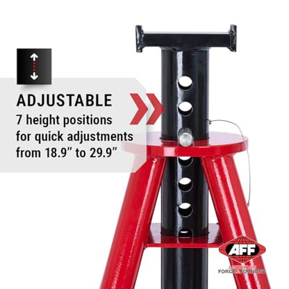 AFF 10 Ton Pair of Jack Stands, Heavy Duty, Pinlock for Trucks & Equipment - size: Medium Height