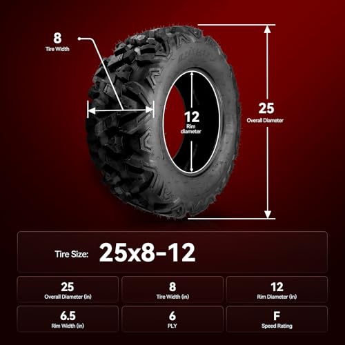 Torchbeam ATV UTV All-Terrain Tires 25x8-12,Go Kart Tire,6PR, Set 1 - color: Z-199-1Pcs, size: 25x8-12
