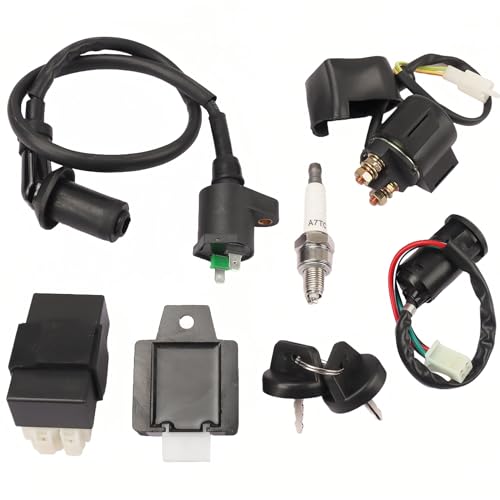 GY6 Ignition Coil CDI Box Voltage Regulator Relay Solenoid Ignition Switch Key Spark Plug Kit for Tomberlin Crossfire 150R Hammerhead GTS Spiderbox 150 Go Kart Scooter Moped ATV GY6 50cc 125cc 150cc