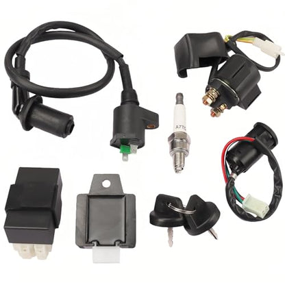 GY6 Ignition Coil CDI Box Voltage Regulator Relay Solenoid Ignition Switch Key Spark Plug Kit for Tomberlin Crossfire 150R Hammerhead GTS Spiderbox 150 Go Kart Scooter Moped ATV GY6 50cc 125cc 150cc