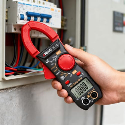 NCV Digital Clamp Meter Multimeter 2000 Counts Amp Voltage Tester Auto-ranging with AC/DC Voltage, AC Current, Resistance, Capacitance, Continuity, Live Wire Test, Red