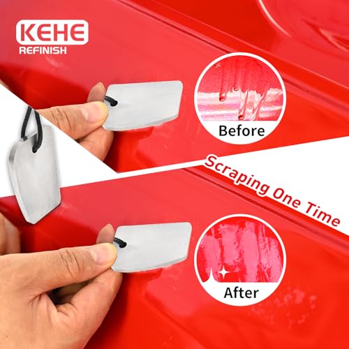 Automobile Spray Paint Point Repair Scraper,Carbide Tungsten Repair Shark Scraper Tool Paint File for Edge Banding, Denibbing, and Spot Repair - color: 90°& Curved