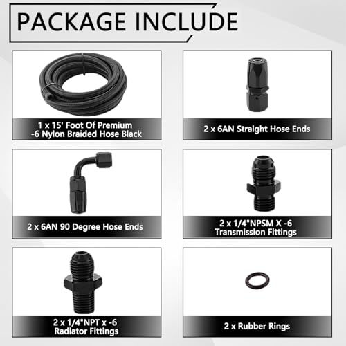 6AN Automatic Transmission Cooler Line Kit, Compatible with 4L60E 4L65E - style: Style 1