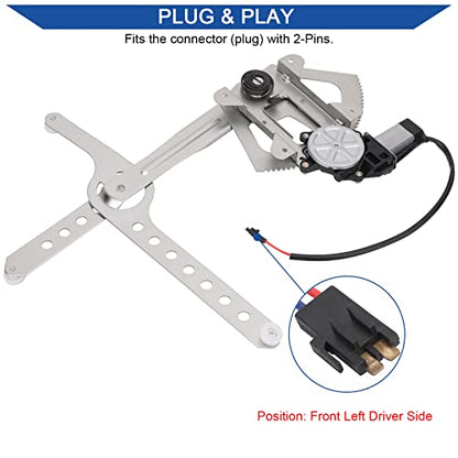 Obaee Window Regulator with Motor Front Left Driver Side, Replace 741-655 - size: Front Left Driver Side