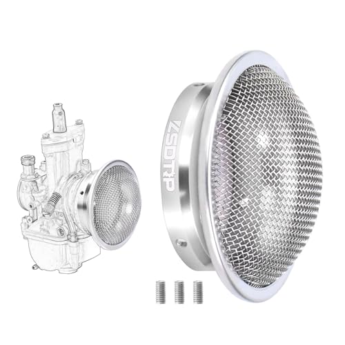 Carburetor 50mm Air Filter Clean Velocity Stack CNC Aluminium Alloy with SUS304 Mesh For PWK 21-30mm PE28-30mm Carb(Silver,50mm-H20) - color: Silver, size: 50mm