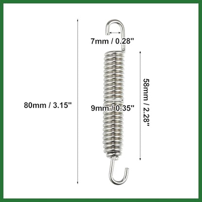 Motoforti 2 Pcs Motorcycles Universal Exhaust Pipe Spring 80mm 3.15" Stainless Steel Exhaust Pipe Spring Hook Modified Accessory Silver Tone Long-lasting