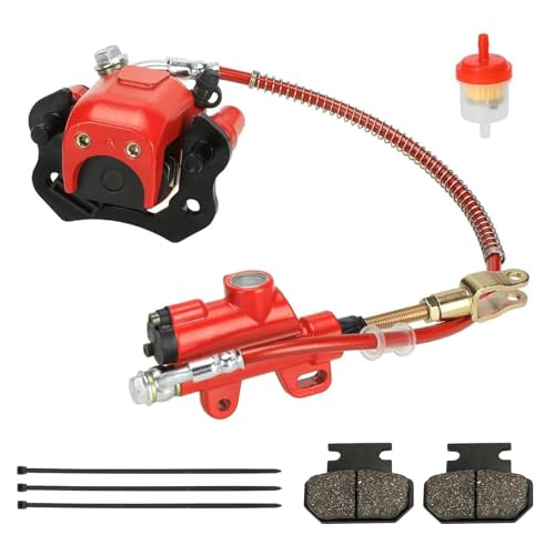 FVRITO Rear Brake Master Cylinder Caliper Assembly for 50cc 70cc 90cc 110cc 125cc Taotao Boulder B1 Coolster 3050HD 3050C 3125R Peace motorsports Quad Chinese ATV Kids 4wheeler Scooter Red - color: Red