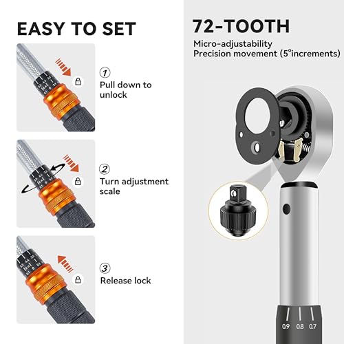 Bike Torque Wrench Set with Bits & Sockets, 1-25 Nm, 45-Piece Kit - size: 45-Piece