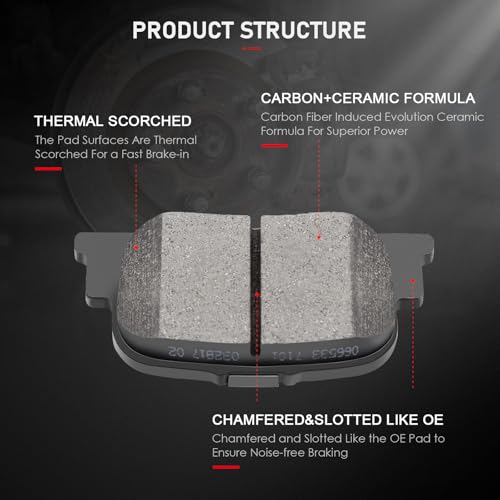 cciyu D817 D835 Ceramic Front Rear Brake Pad Set - size: Front[D817] + Rear[D835]