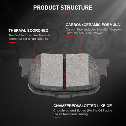 cciyu D817 D835 Ceramic Front Rear Brake Pad Set - size: Front[D817] + Rear[D835]