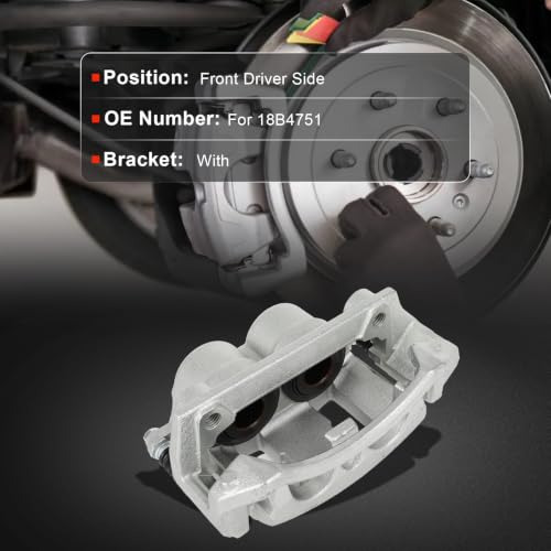 cciyu Front Left Disc Brake Caliper Assembly With Bracket 18B4751 - size: Front Left[18B4751]