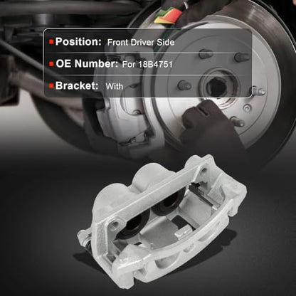 cciyu Front Left Disc Brake Caliper Assembly With Bracket 18B4751 - size: Front Left[18B4751]