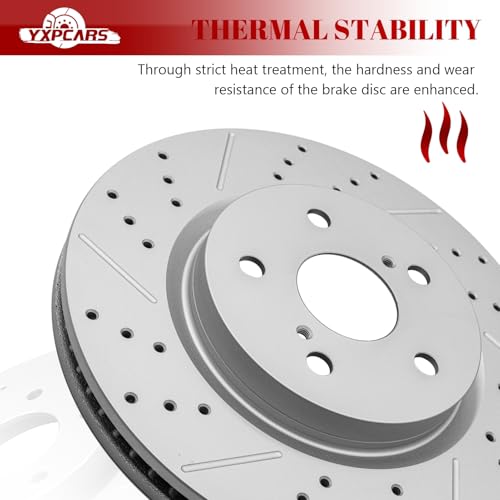 Front & Rear Drilled Slotted Rotors and Ceramic Disc Brake Pads Kit for Toyota Avalon 2019 2020 2021 2022/ Camry 2020 2021