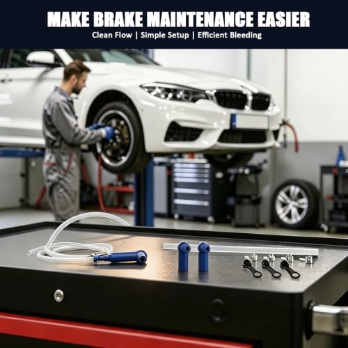 14 Pcs Brake Fluid Deflerator, Universal Brake Bleeder Kit with One Way Check Valve, Adapter,Hose,Caps & Clamps, Hydraulic Bleeding Tool for Car, Motorcycle and Clutch Systems