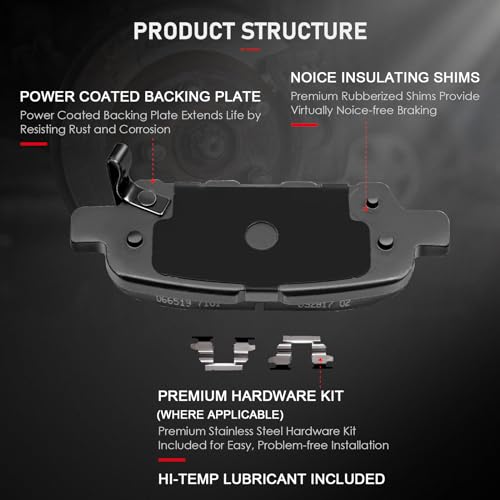 cciyu D905 Rear Ceramic Brake Pads Kits 4pcs - size: Rear[D905]