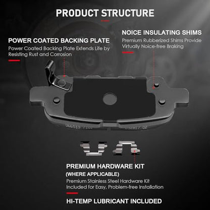cciyu D905 Rear Ceramic Brake Pads Kits 4pcs - size: Rear[D905]