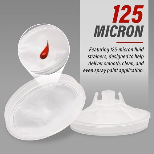 LAUCO Disposable Spray Gun Paint Cups Kit – 50 Pack Liners & Lids with 125 Micron Strainer, Hard Cup, Retainer Ring & Plugs (800ml / 27oz) 25985 - size: 800ml / 27oz