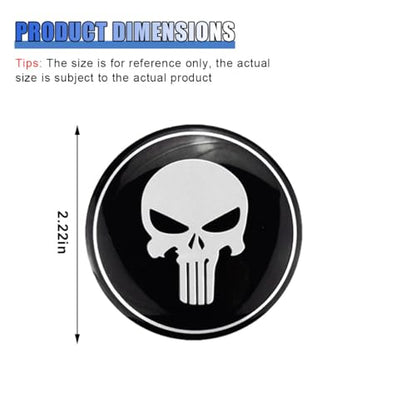 4PCS Skull Car Wheel Hub Center Cap Sticker, 2.2 Inch/56MM(Silver) - color: Silver