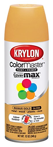 Krylon K05180107 ColorMaster Paint + Primer, Gloss, Bauhaus Gold, 12 oz. - color: Bauhaus Gold, size: 12 Ounce (Pack of 1), style: Gloss