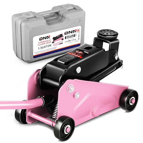 DNA Motoring Low Profile Hydraulic Trolley Service/Floor Jack, 1.5 Ton (3000 lbs) Capacity, Lifting Range 5.5"-15.35", Pink, TOOLS-00675-PK - color: Pink, style: 1.5 ton