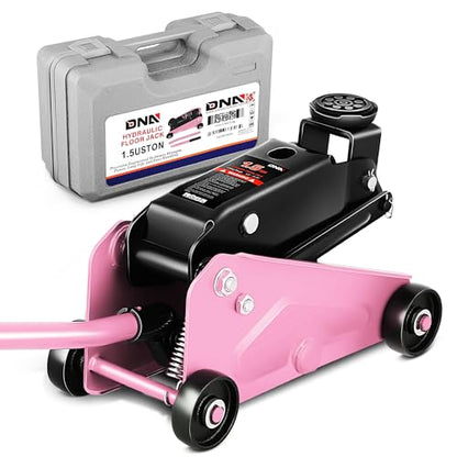 DNA Motoring Low Profile Hydraulic Trolley Service/Floor Jack, 1.5 Ton (3000 lbs) Capacity, Lifting Range 5.5"-15.35", Pink, TOOLS-00675-PK - color: Pink, style: 1.5 ton