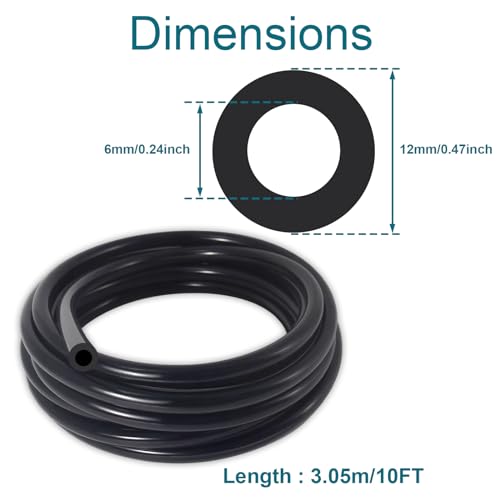 Vacuum Hose Automotive, 10 FT 1/4 Inch ID Vacuum Line - size: 1/4" (6mm) - 10FT