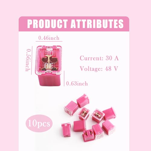 10PCS Jcase Car Fuses,Low Profile Box-Shaped 30 Amp Fuse for Protection of Circuit Systems,Universal Micro Cartridge Fuses Automotive Accessories for SUVs,Trucks,Cars - color: 10pcs 30A