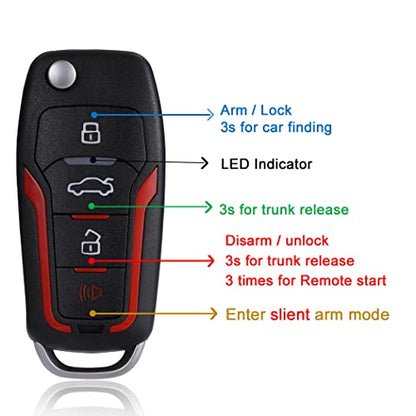 Car Alarm System with Remote Start & Push to Start Button - color: 2.with siren