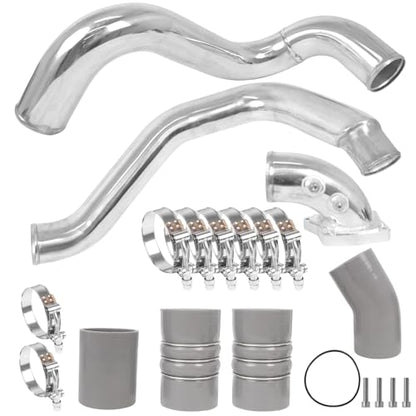 Turbo Intercooler kit Pipe Boot and Intake Elbow for 2003-2007 Ford F250 F350 F450 F550 Super Duty Intercooler Pipe Boot kit 6.0L Powerstroke Diesel-Silver - color: Sliver