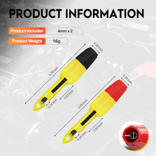 Wire Piercing Probe, Insulation Piercing Clip Tool for Multimeter Voltage Voltmeter Thermometer Testing(2 Pack) - size: 4MM