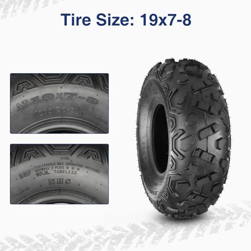 MaxAuto 19x7-8 ATV Tires 19x7.00-8 Mini Bike Tires AT19x7-8 Tire 19x7x8 UTV Off-Road Tire, 6Ply Tubeless, Set of 2 - size: 19x7-8