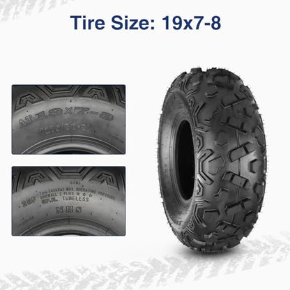 MaxAuto 19x7-8 ATV Tires 19x7.00-8 Mini Bike Tires AT19x7-8 Tire 19x7x8 UTV Off-Road Tire, 6Ply Tubeless, Set of 2 - size: 19x7-8