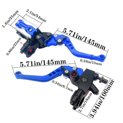Universal Motorcycle 7/8" 22mm Handlebar Brake Master Cylinder Clutch Lever CNC Left & Right Set Compatible with Honda Kawasaki Suzuki Yamaha（ Piston Diameter 12.7mm (Blue) - color: Blue
