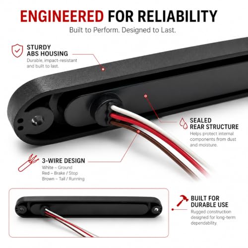 2 Pcs 10 Inch Smoke Lens Red 15 LED Trailer Brake Tail Light Bar - color: Smoke Lens