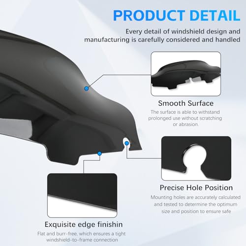 Rich Choices 6" Motorcycle Windshield Windscreen Wind Splitter Compatible with Harley Davidson Touring Street Glide Electra Glide FLHT FLHTCU Ultra Classic Glide FLHX FLHTK Tri Glide 1996-2013 - color: Black, size: 6inch