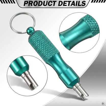 2 PCS Valve Core Removal Tool Keychain Stainless Steel Tire Valve Stem Tool - color: Green