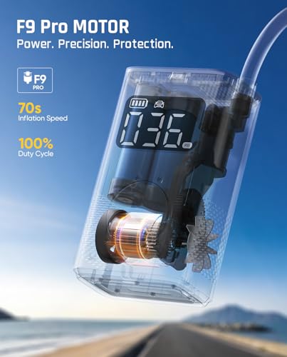 Fanttik X9 Pro Portable Tire Inflator for Compact Car, 1Min Fast Inflate - color: Black