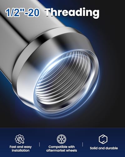 GAsupply 1/2x20 Lug Nuts 4pcs, Chrome 1.38" Tall 3/4" 19mm Hex, Cone Seat - color: Silver, size: 1/2"-20, style: 4pcs - 1.38" Tall