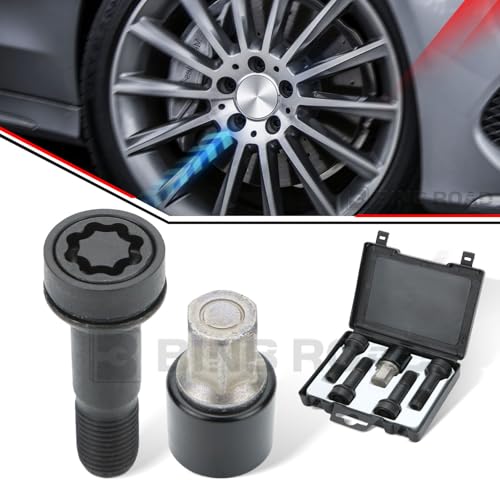 Lockable Wheel Bolt Rim Locks M14 X 1.5 Compatible with Mercedes-Benz AMG C300 E300 E350 S450 GLC300 CLS450 C43 C63 S GLC43 S63 S65 (Replaces 0019901707 A0019901707) - color: Long Screw