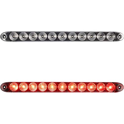Partsam 2pcs 15" inch Clear Lens Red 11 LED Flange Mount Trailer Truck RV Stop Turn Signal Tail Lamps 3rd Third Brake Light Bar Warning Light ID Bar